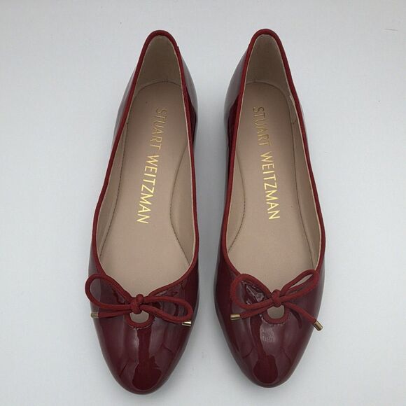 Stuart Weitzman Shoes - Stuart Weitzman Gabby Women's Red Patent Leather Bow Ballet Flats Round Toe 7 M